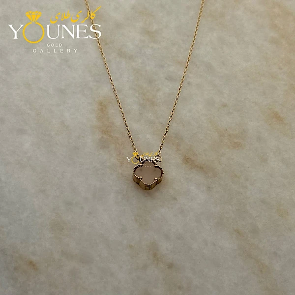 گردنبند طلا ونکلیف سنگ یاسی